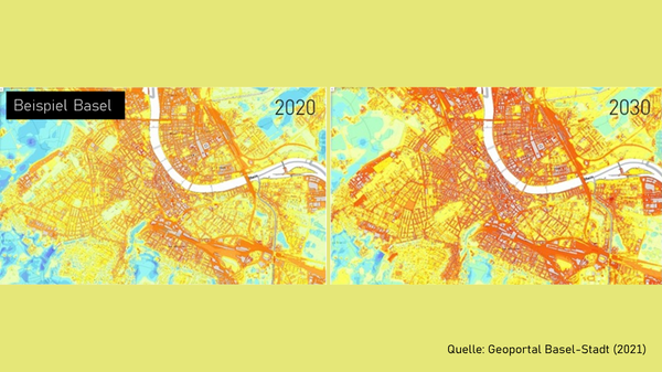 Schema Urban Heat Island und versiegelte Flächen